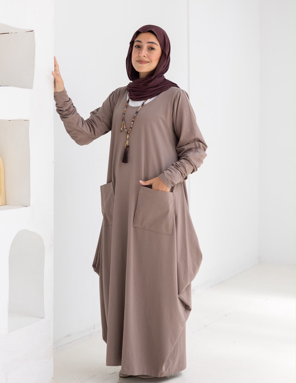 Pure cotton summer dress in Cafe