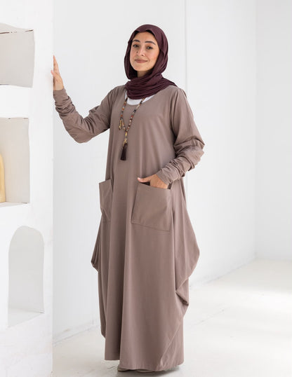 Pure cotton summer dress in Cafe