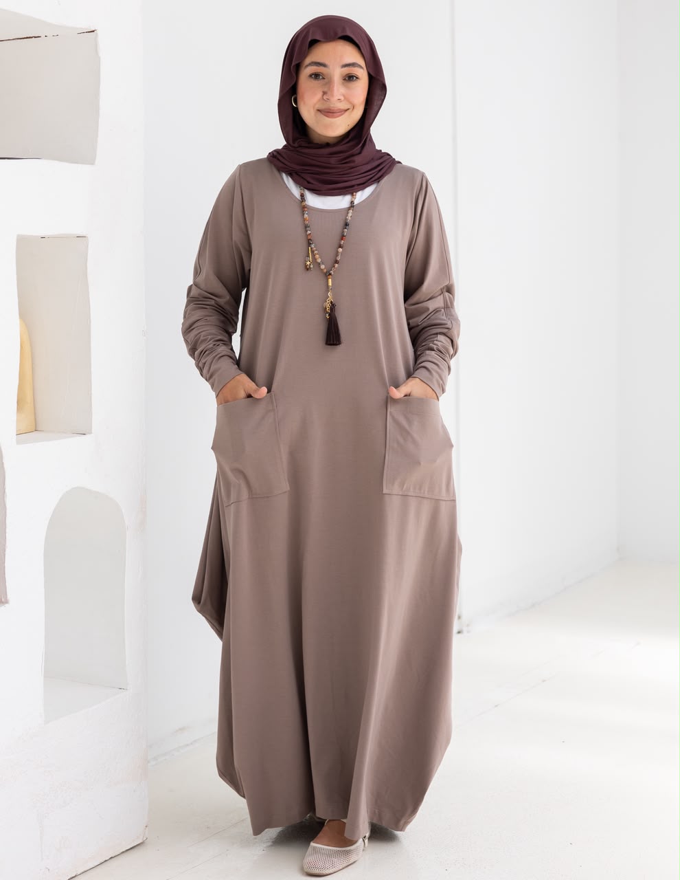 Pure cotton summer dress in Cafe