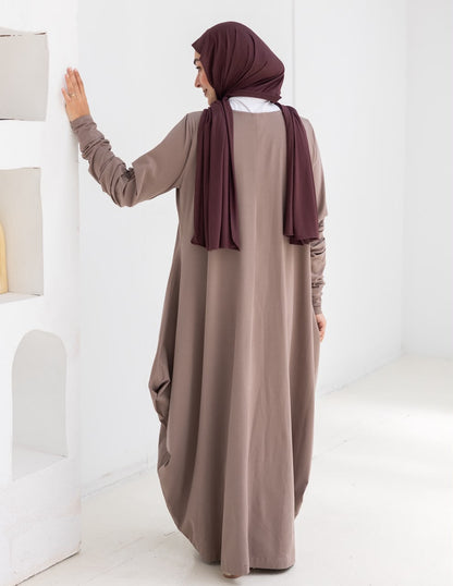 Pure cotton summer dress in Cafe