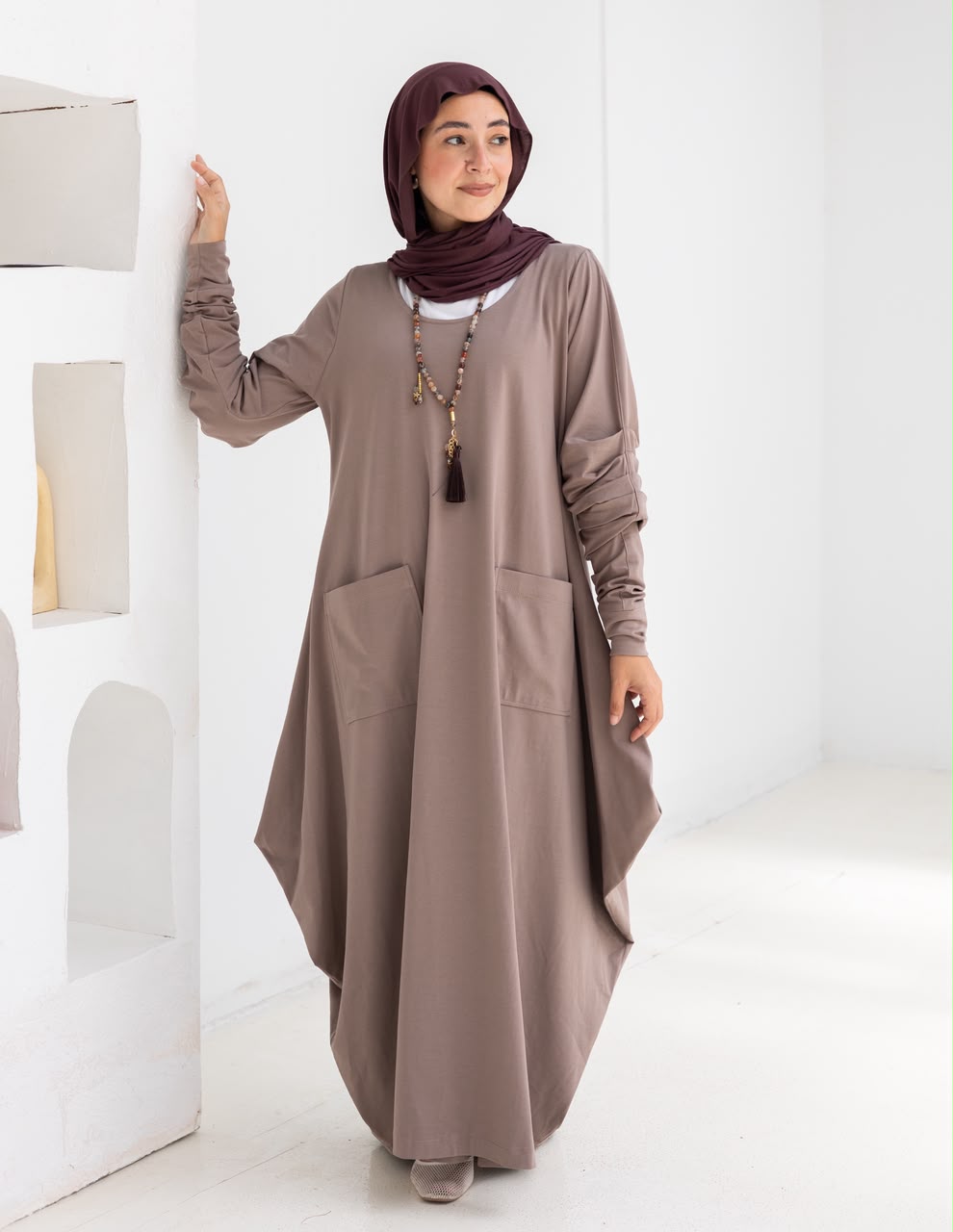 Pure cotton summer dress in Cafe