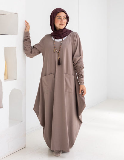 Pure cotton summer dress in Cafe