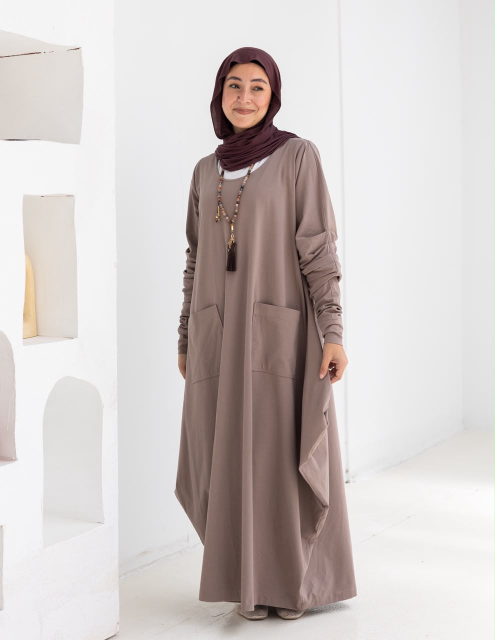 Pure cotton summer dress in Cafe