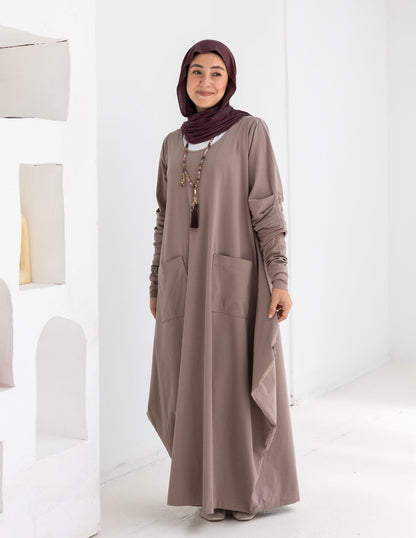 Pure cotton summer dress in Cafe