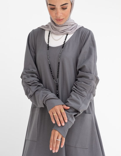 Pure cotton summer dress in Gray