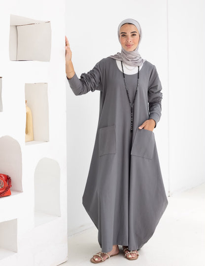 Pure cotton summer dress in Gray