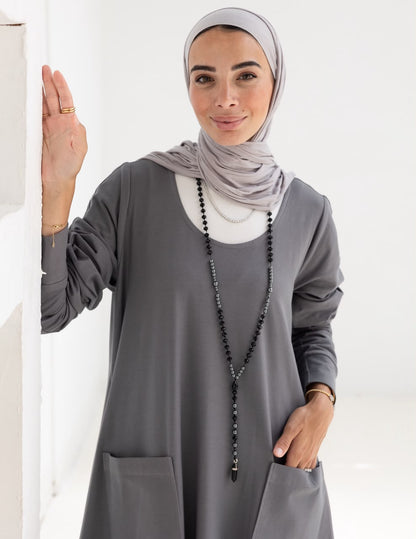 Pure cotton summer dress in Gray