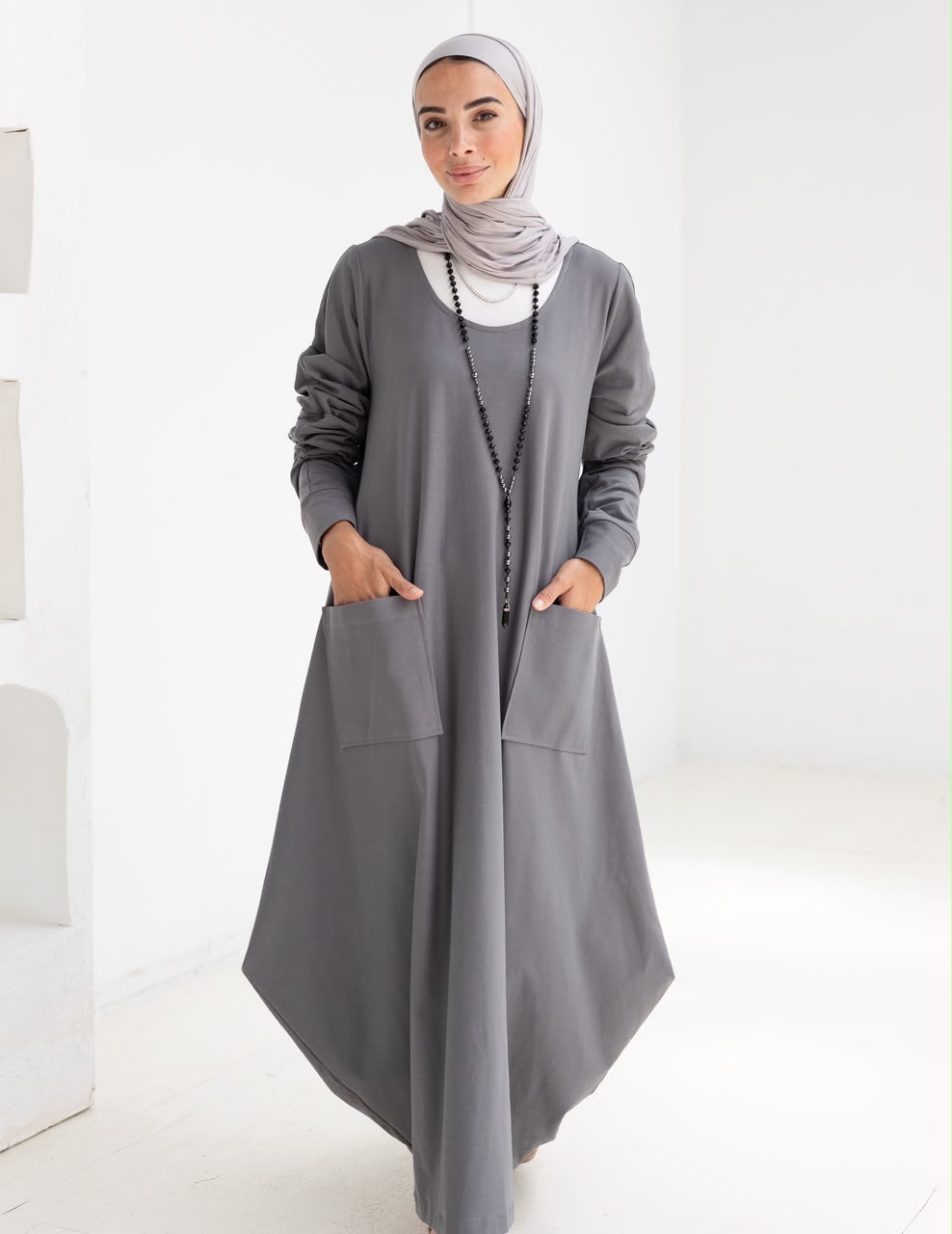 Pure cotton summer dress in Gray