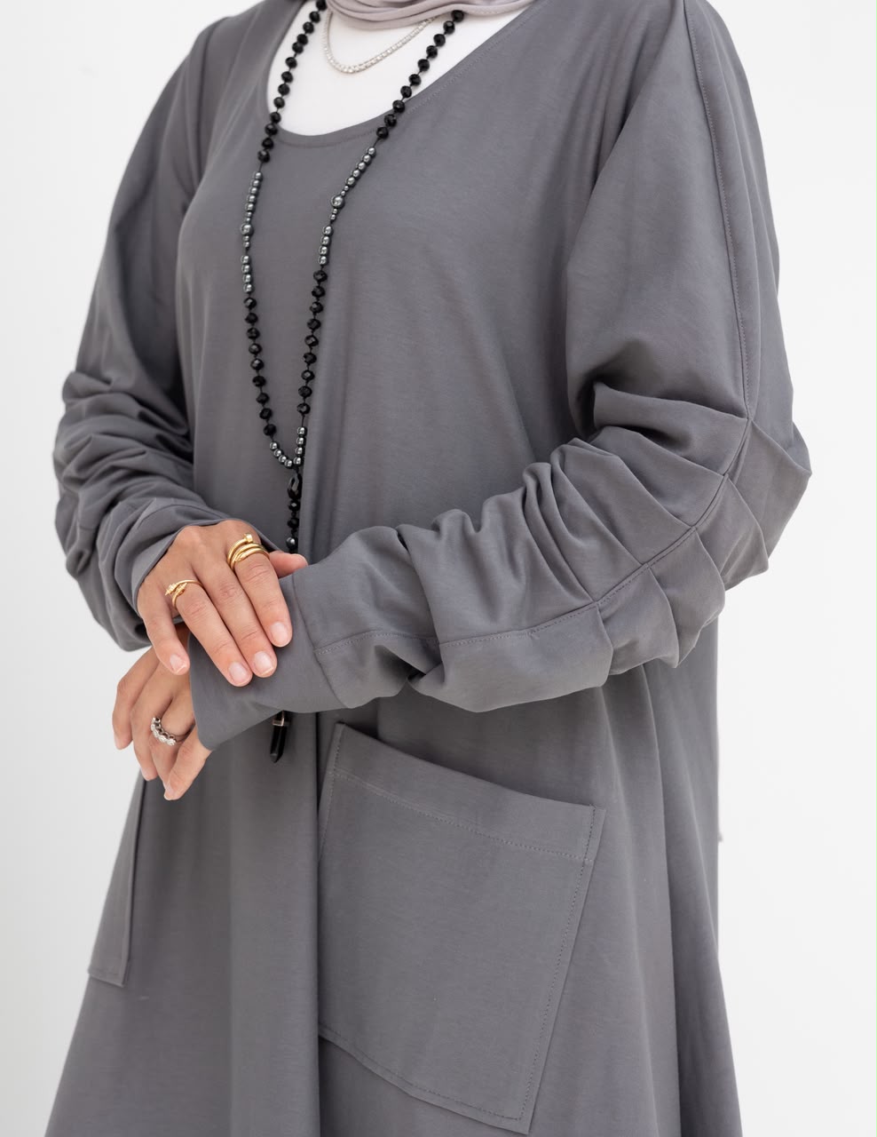 Pure cotton summer dress in Gray