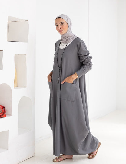 Pure cotton summer dress in Gray