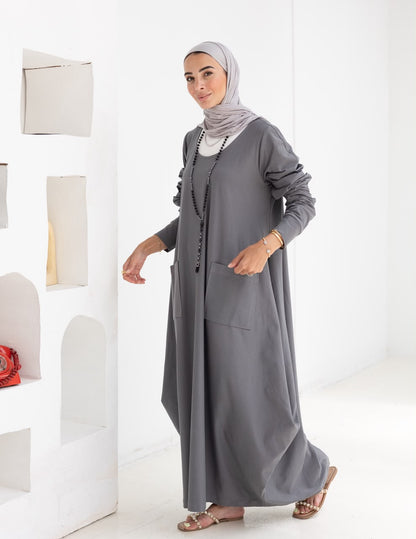 Pure cotton summer dress in Gray