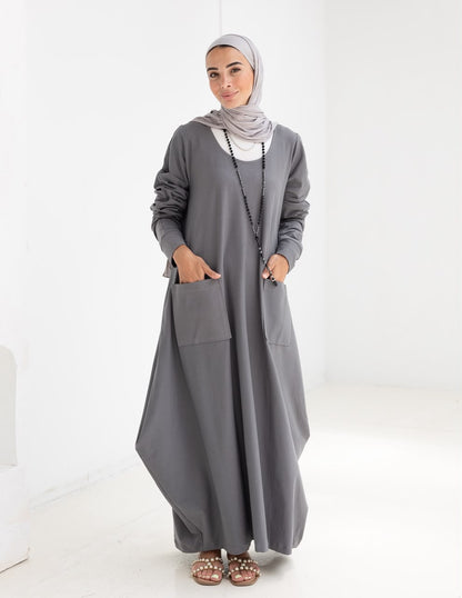 Pure cotton summer dress in Gray