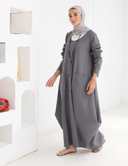 Pure cotton summer dress in Gray