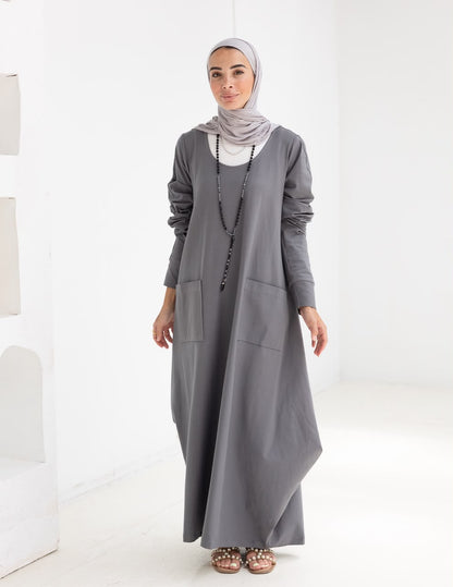 Pure cotton summer dress in Gray