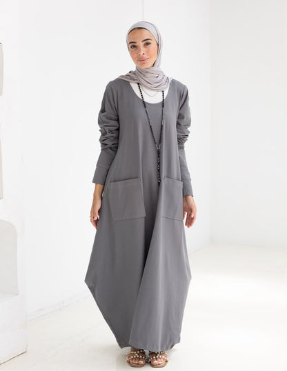 Pure cotton summer dress in Gray