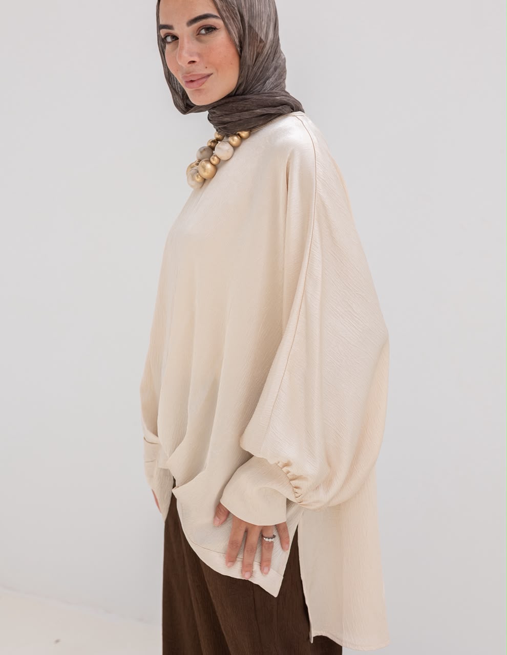 Evening High low blouse in Cream