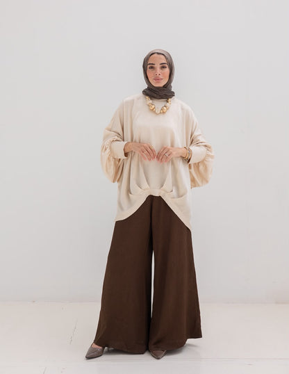 Evening High low blouse in Cream