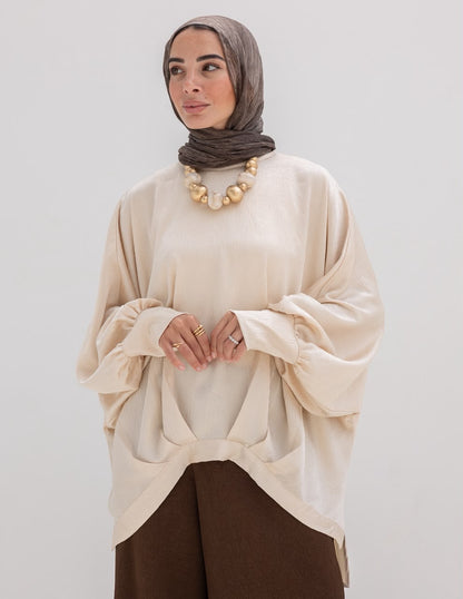 Evening High low blouse in Cream