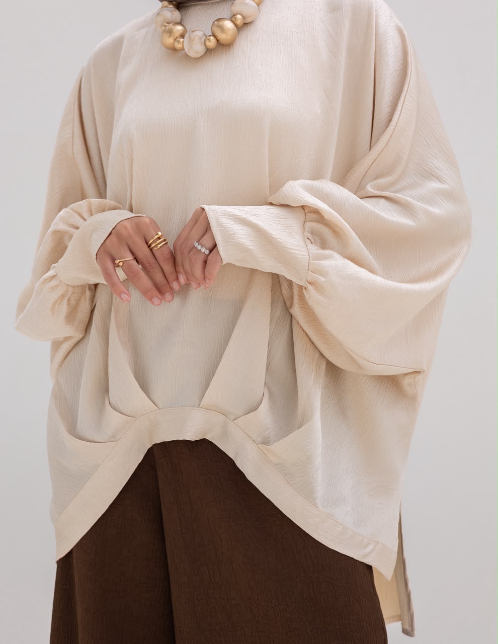 Evening High low blouse in Cream