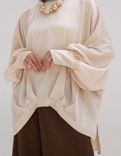 Evening High low blouse in Cream