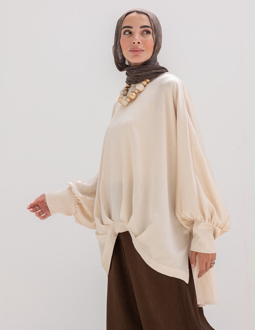 Evening High low blouse in Cream