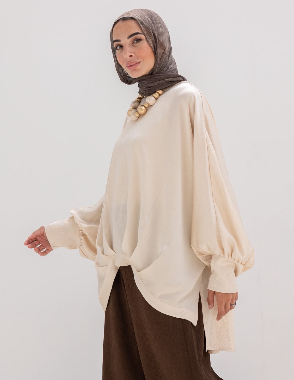 Evening High low blouse in Cream