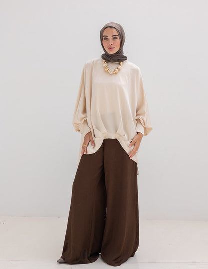 Evening wide leg pants in Brown