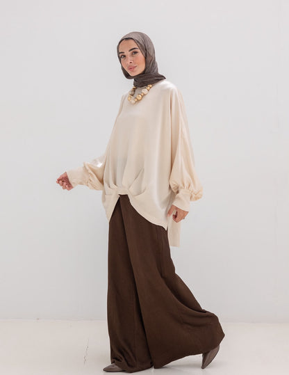 Evening wide leg pants in Brown