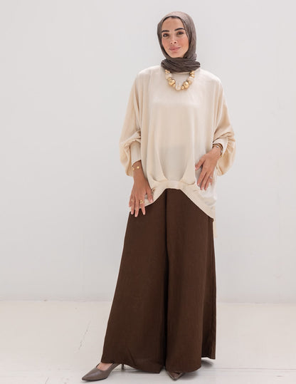 Evening wide leg pants in Brown