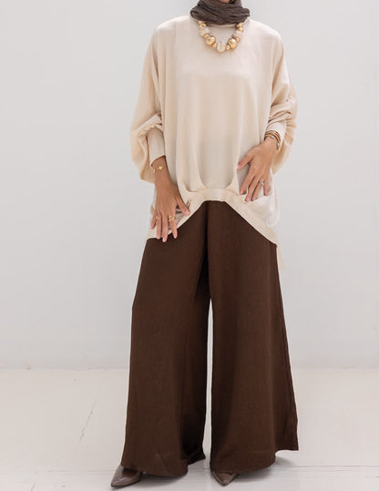 Evening wide leg pants in Brown