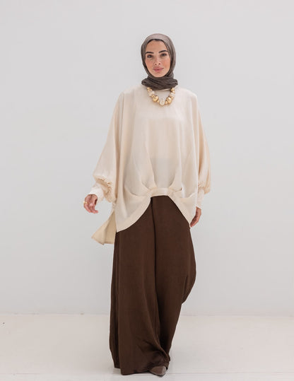 Evening wide leg pants in Brown