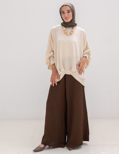 Evening wide leg pants in Brown