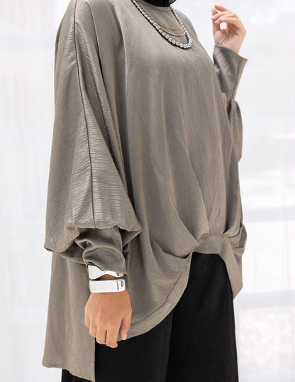Evening High low blouse in Silver