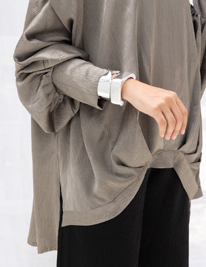 Evening High low blouse in Silver