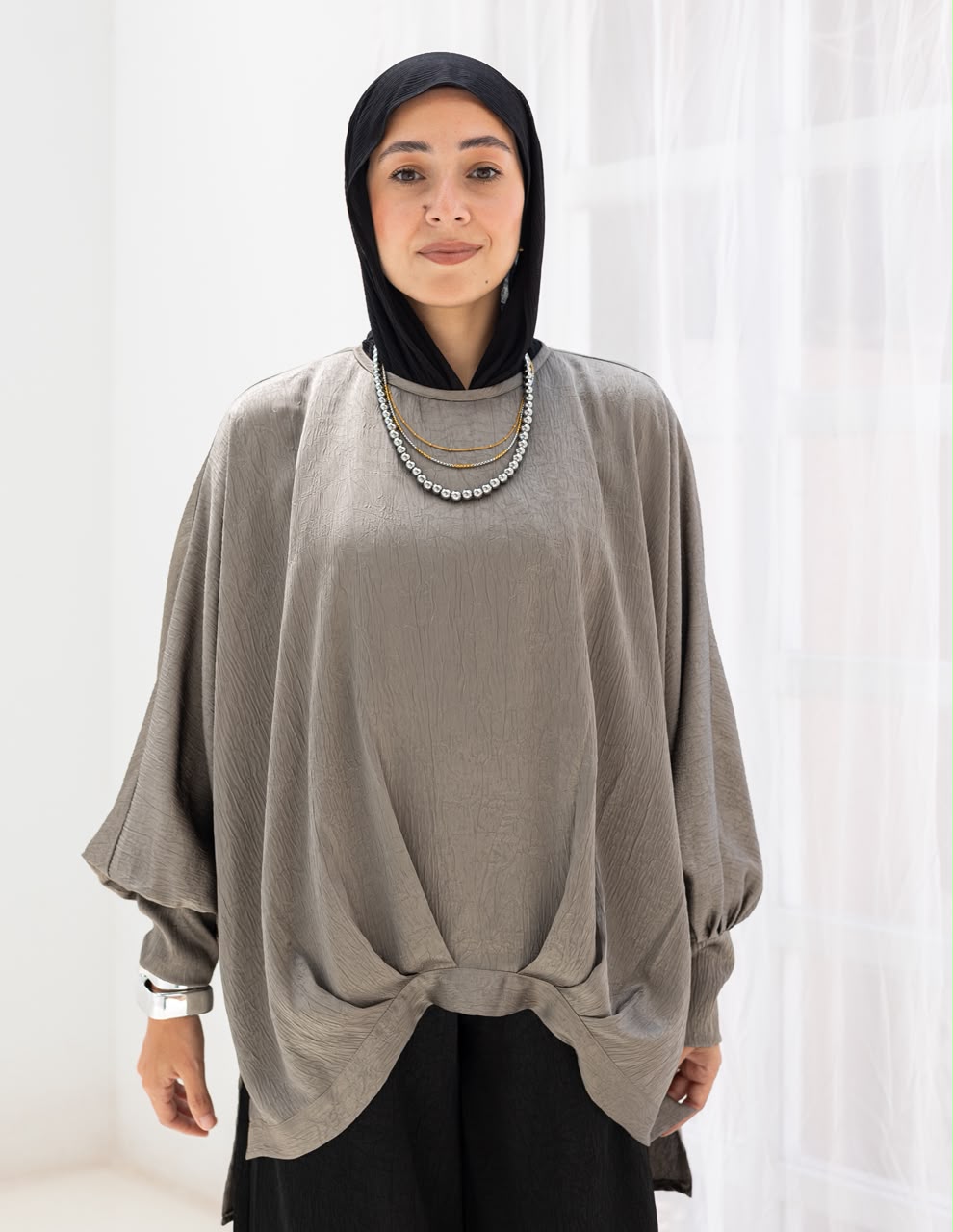Evening High low blouse in Silver