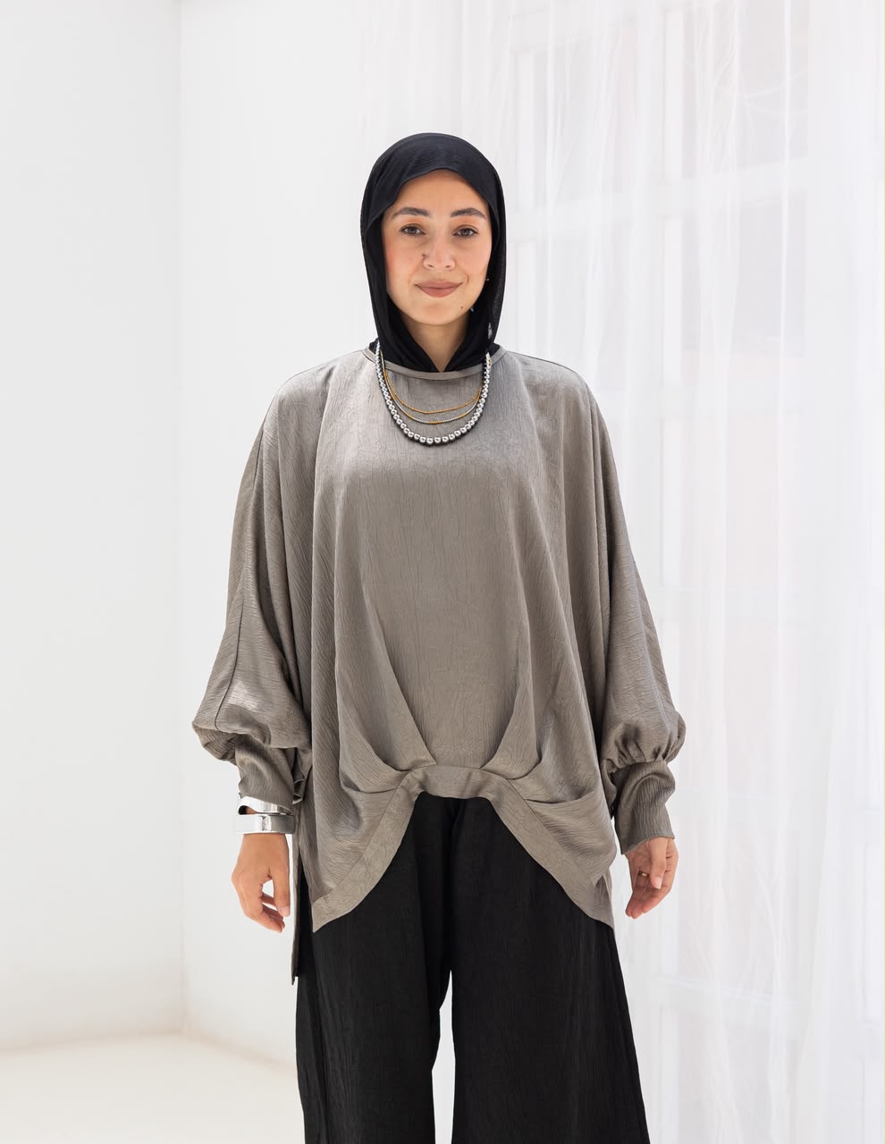 Evening High low blouse in Silver