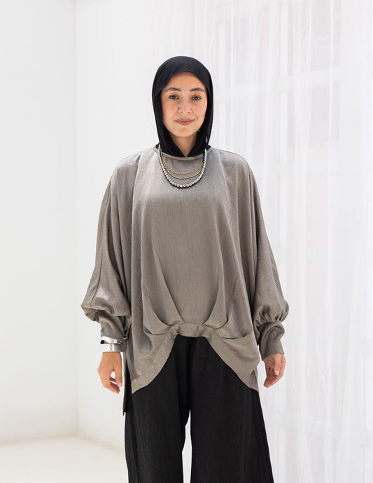 Evening High low blouse in Silver