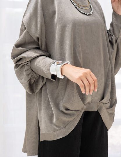 Evening High low blouse in Silver