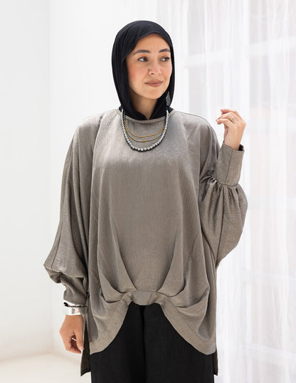 Evening High low blouse in Silver