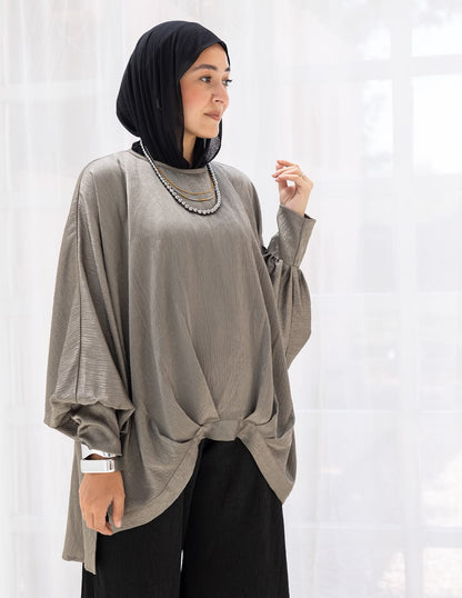 Evening High low blouse in Silver