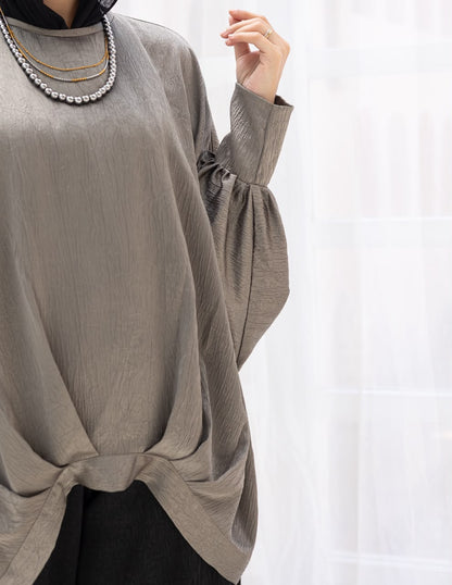 Evening High low blouse in Silver