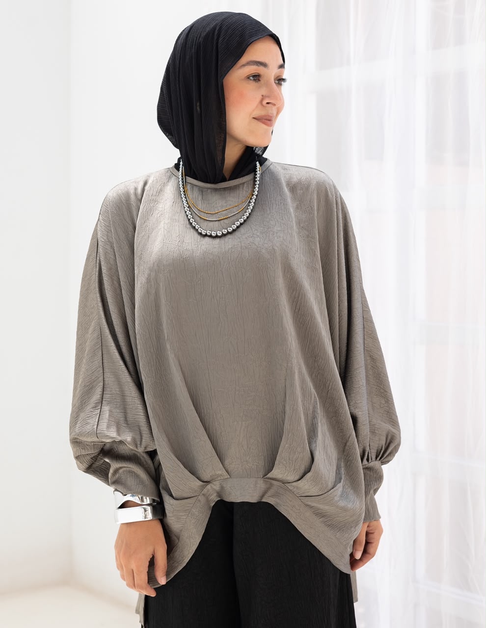 Evening High low blouse in Silver