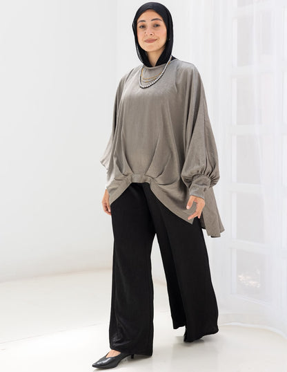 Evening High low blouse in Silver
