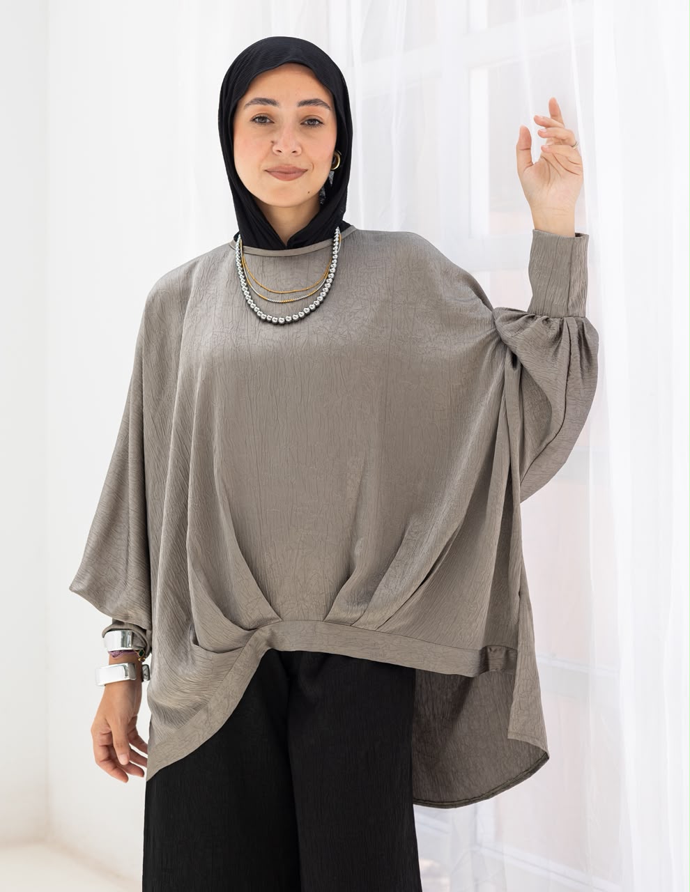 Evening High low blouse in Silver