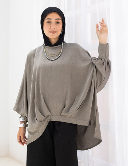 Evening High low blouse in Silver