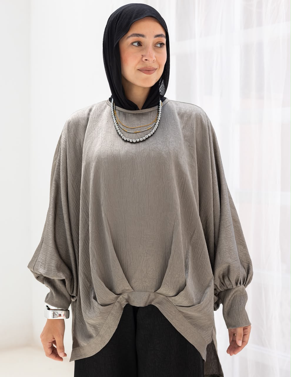 Evening High low blouse in Silver