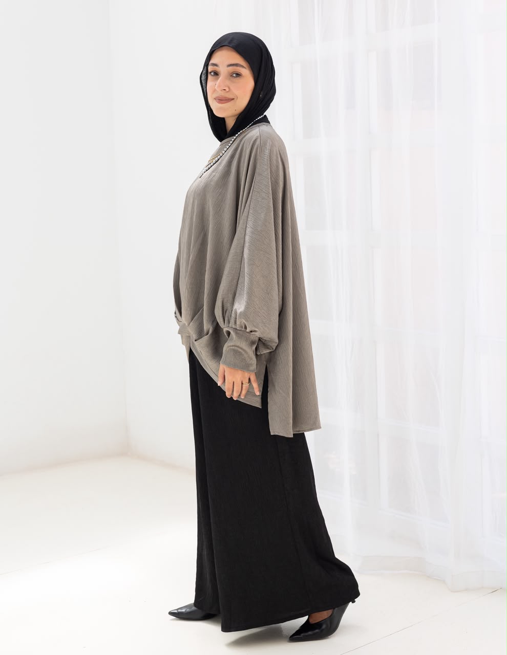 Evening High low blouse in Silver
