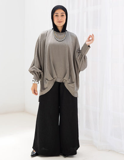 Evening High low blouse in Silver
