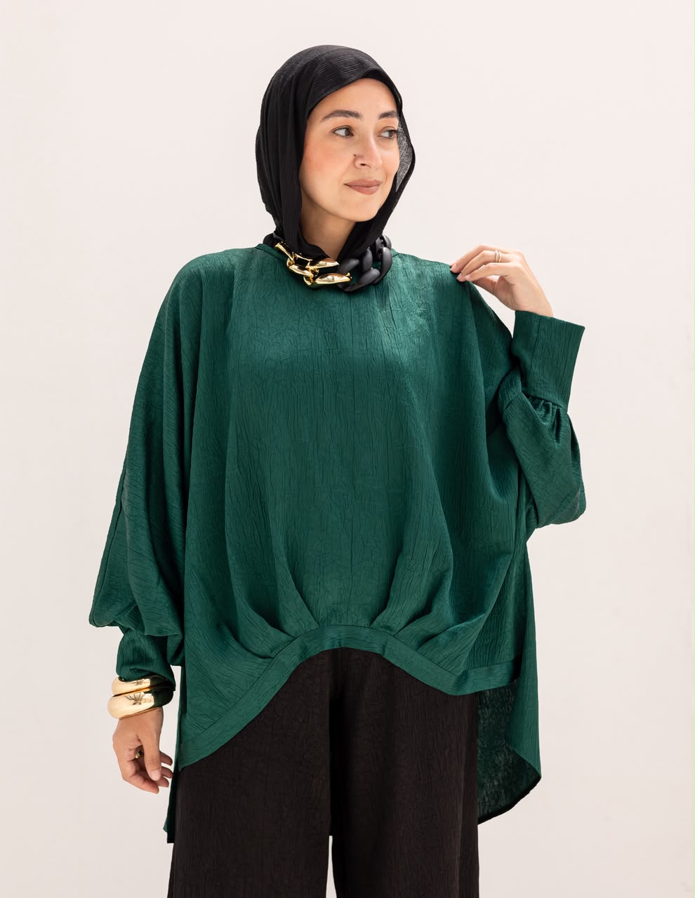 Evening High low blouse in Emerald Green