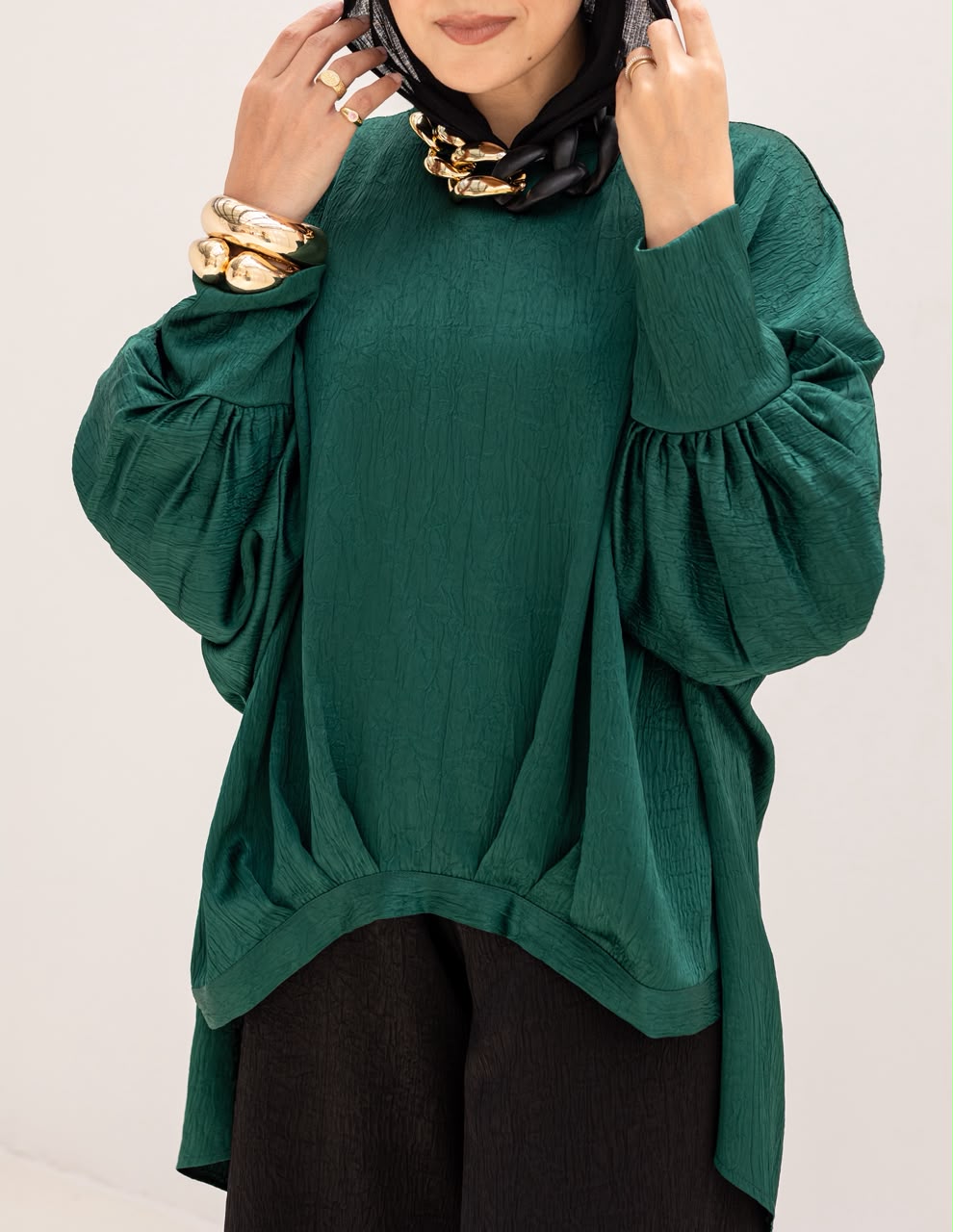 Evening High low blouse in Emerald Green